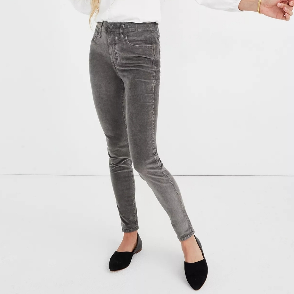 Madewell Preppy $130 Gray 10" High Rise Skinny Jeans Corduroy Edition 28